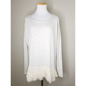 Sundance Heather Gray Lace Chiffon Trim Tunic
